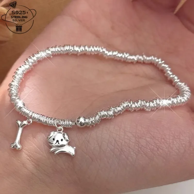 925 Silver Puppy Bone Bracelet for Women – Charming Dog-Inspired Jewelry | Perfect Gift for Female Friends, Graduations & Weddings