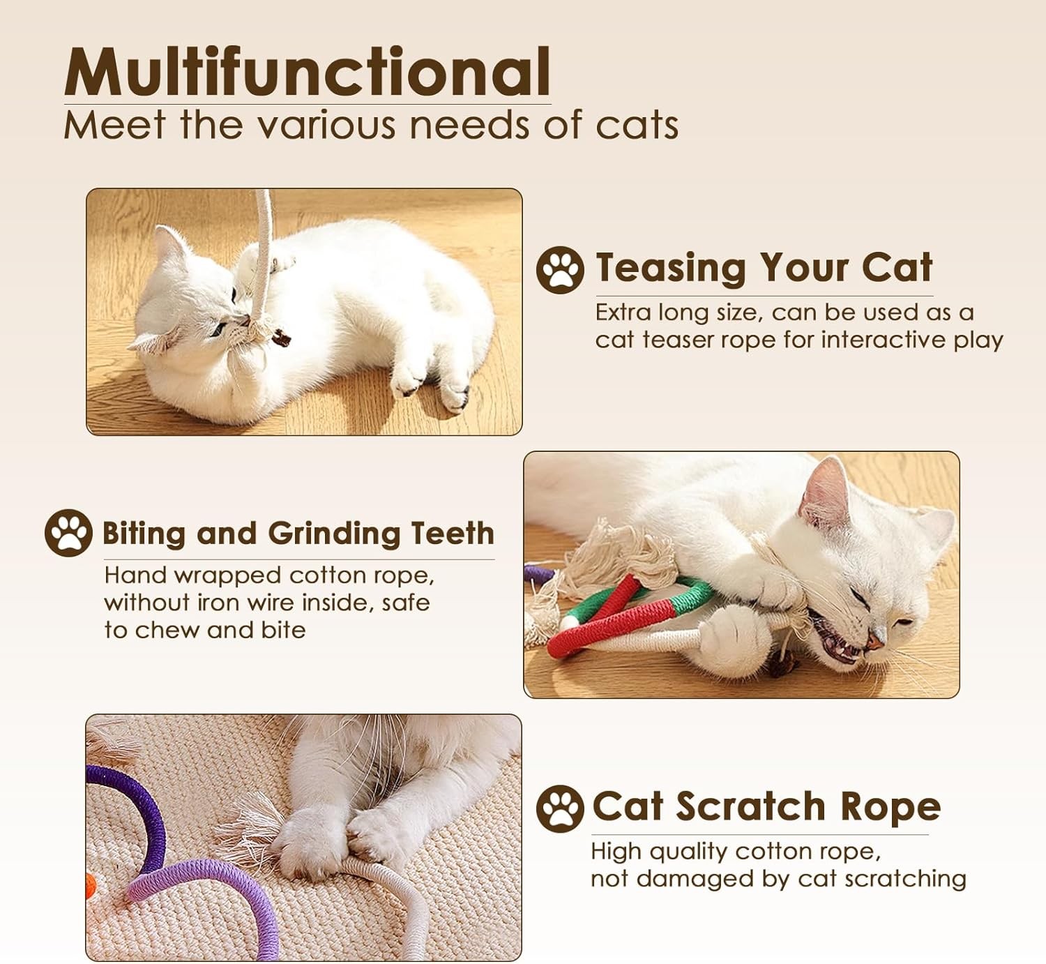 Organic Cotton Chew Rope Toys for Cats