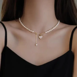 Luxury Shell Pearl Necklace – Natural Irregular Beads in Exquisite French Light Luxury Design | Elegant Women’s Necklace