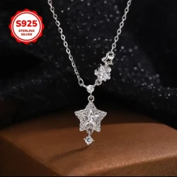 925 Low Allergy Star Necklace for Women – Fashion Five-Pointed Star Collarbone Chain | Versatile Starry Sky Pendant