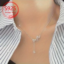 925 Silver Three Love Tassel Boutique Necklace – Elegant Women's Pendant | Classic NZ-Inspired Heart Jewelry Gift