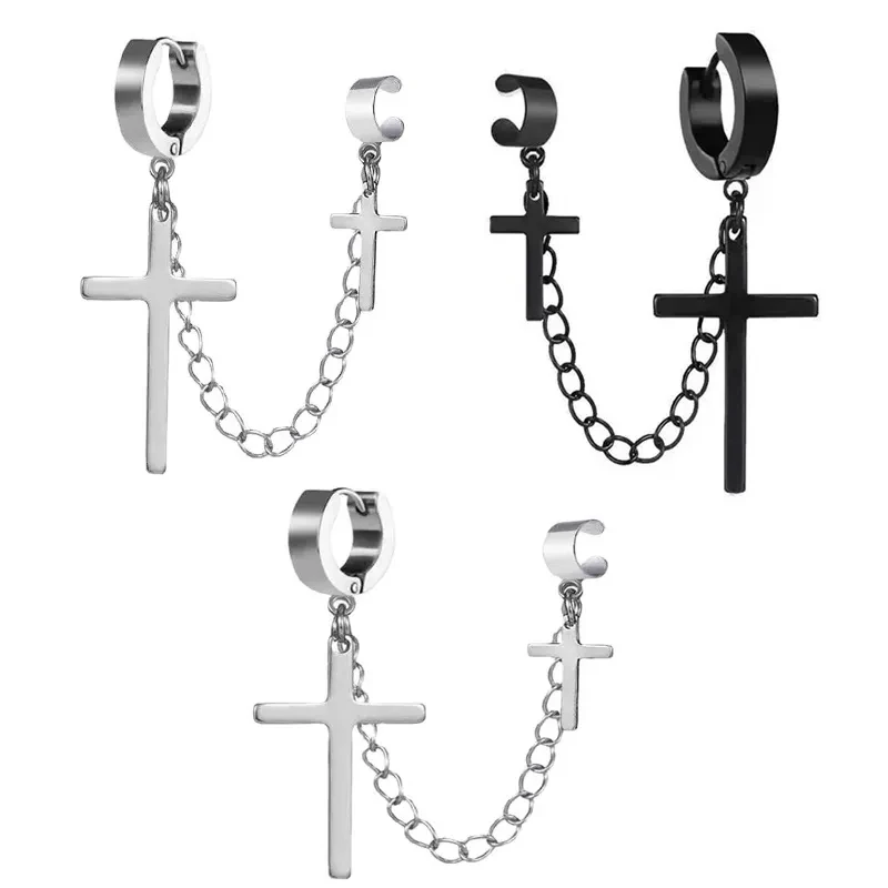 Men’s Silver Cross Earring