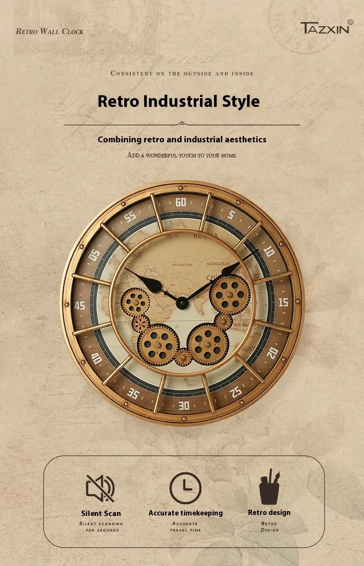 Mechanical Gear Wall Clock
