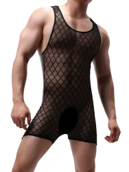 New Sports Diamond Mesh Boxer Bodysuit Breathable