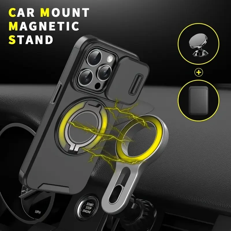 360° Rotating Ring Bracket/Magnetic Car Bracket/Matte Texture Shockproof Mobile Phone Protective Case