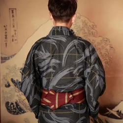 Japanese Style No Ironing Samurai Kimono Set