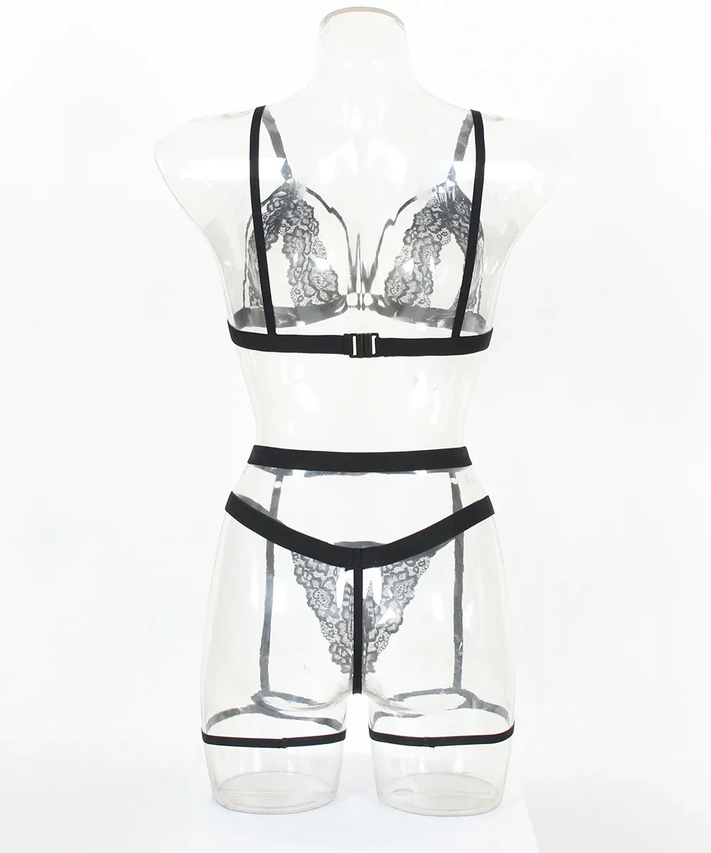 Sexy Embroidery Lace Sexy Backless Bra Set