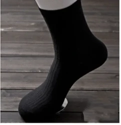 Pure Color Thick Men's Comfortable Pinstripe Cotton Simple Tube Socks