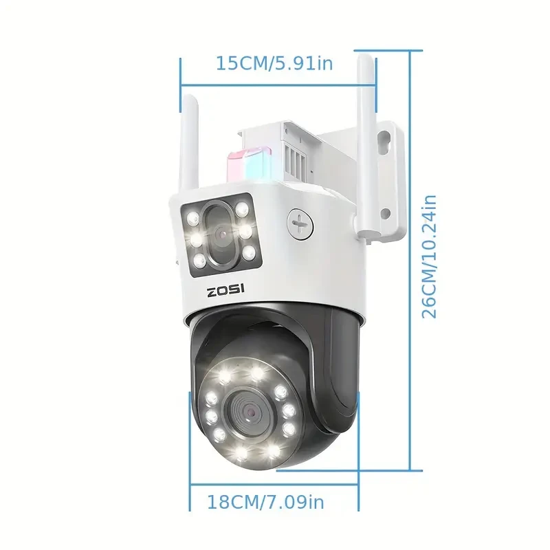 ZOSI 4K Dual-Lens PTZ Security Camera - 360° Outdoor, 8X Zoom, Color Night Vision (C298 Max)