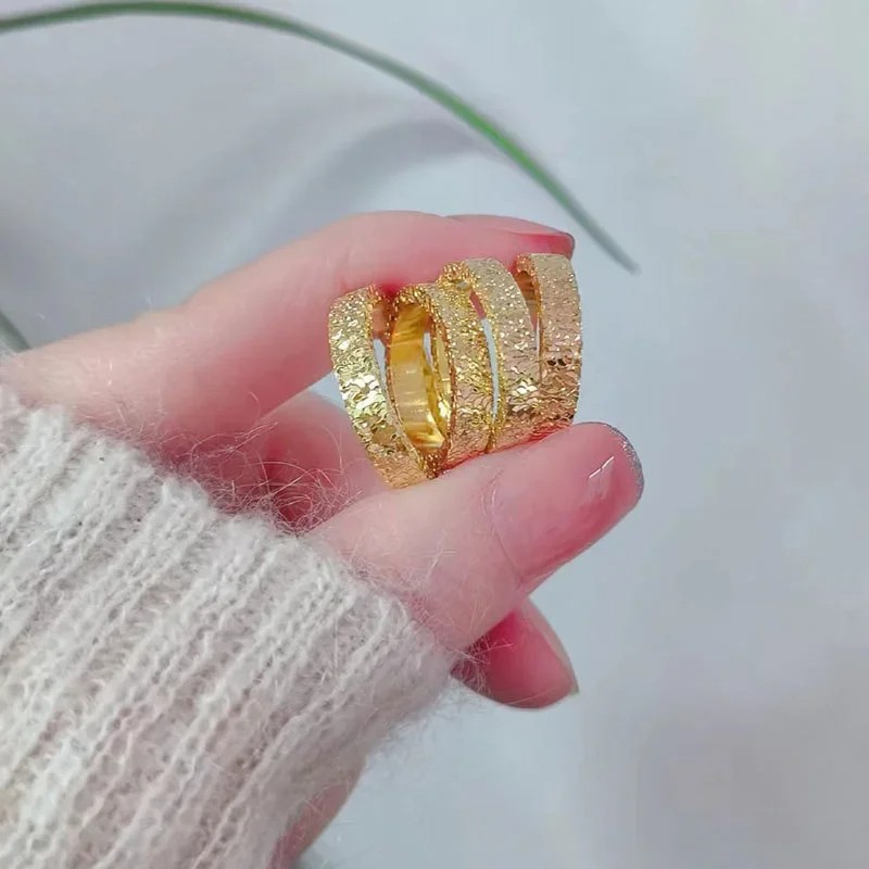 Stainless Steel 4mm Broken Ice Rings for Women