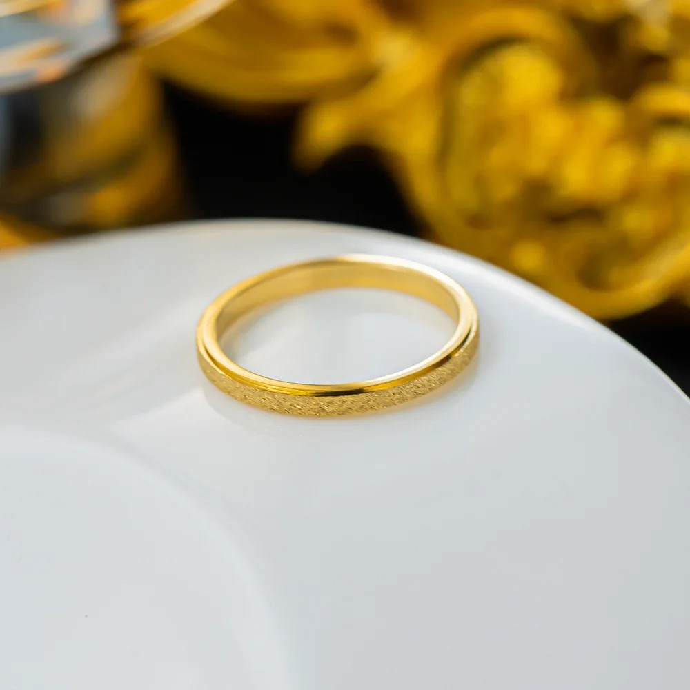 Stainless Steel Gold Color 2mm Thin Frosted Finger Rings for Men and Women