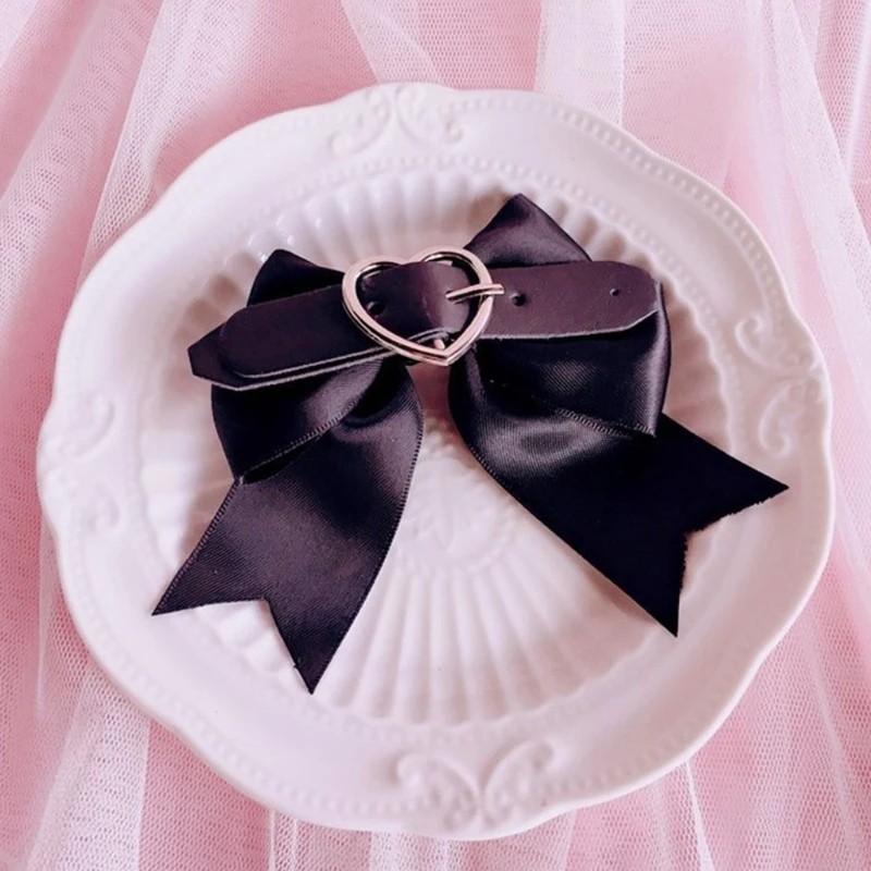 Lolita Accessories Hairpin – Black Dark Sweet Cool Girl Big Bow