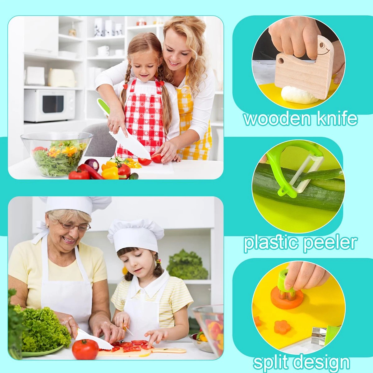 18pcs Kids Cooking Set Real Cooking Montessori Kitchen Tools