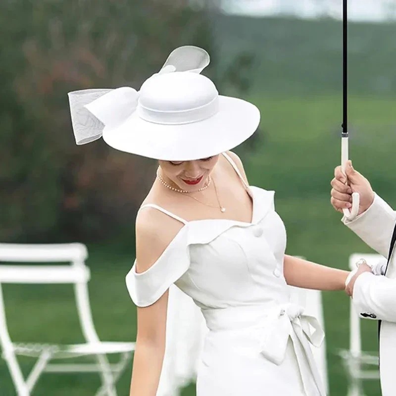 French Bow Knot Satin Top Hat for Women