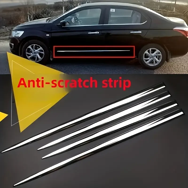 4pcs Car Door Protector – ABS Electro Chrome Anti-Collision Strips
