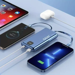 66W Fast Charge Power Bank – 20000mAh Built-in 3 Cables