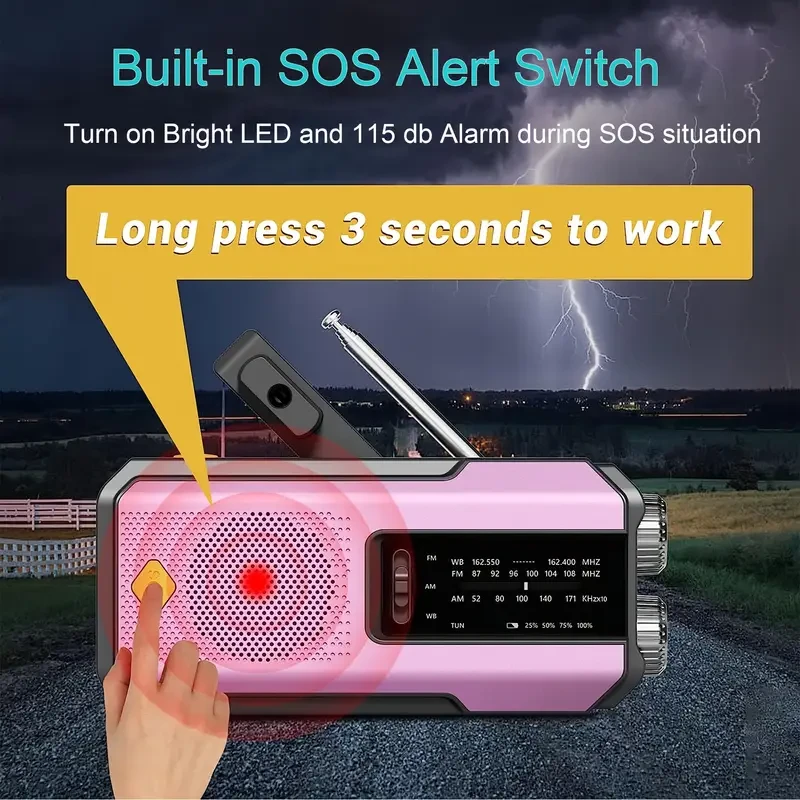 Daykit Hand Crank Radio – AM/FM, Solar, Flashlight & SOS Alarm