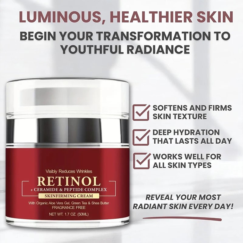 Instant Retinol Cream Wrinkle Remover - Firming, Lifting, and Anti-Aging Solution for Radiant Skin