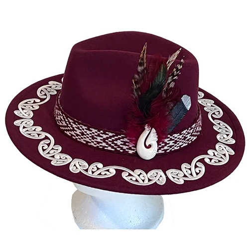 Pōtae - Maroon Fedora Felt Hat