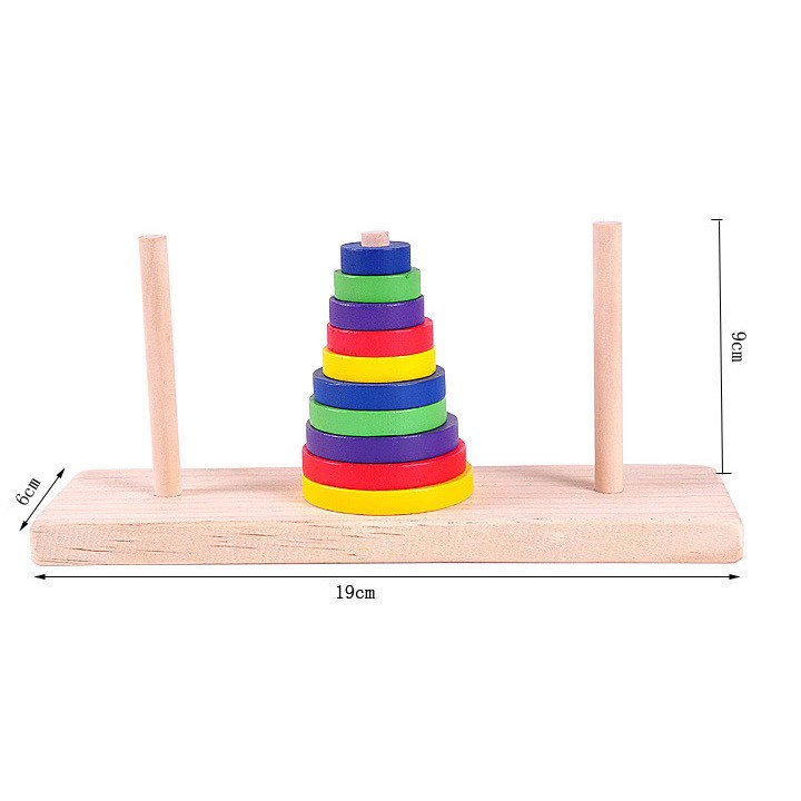 Wooden Toy Colored, Small-sized Ten Layers Tower Of Hanoi