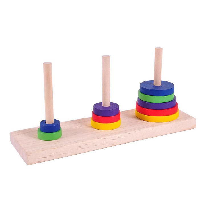 Wooden Toy Colored, Small-sized Ten Layers Tower Of Hanoi