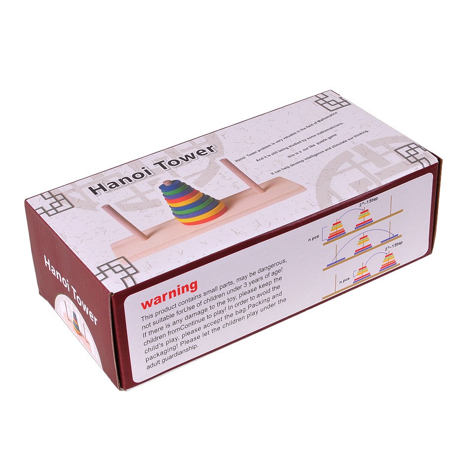 Wooden Toy Colored, Small-sized Ten Layers Tower Of Hanoi