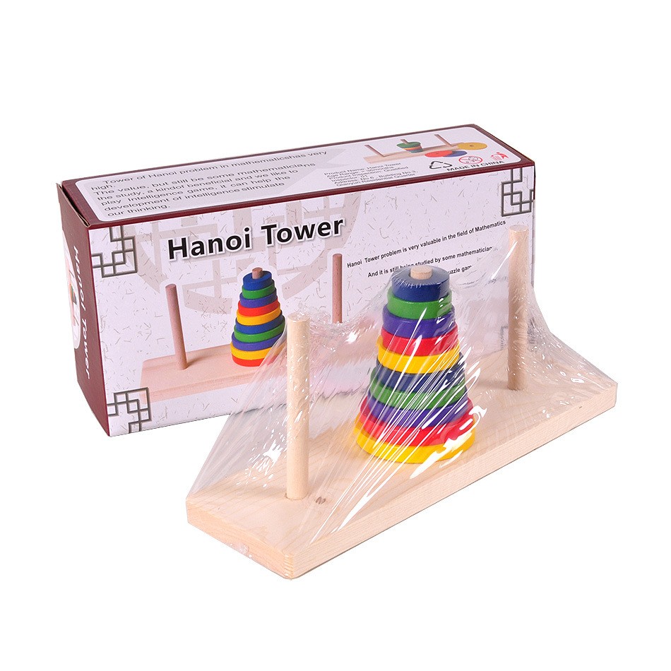 Wooden Toy Colored, Small-sized Ten Layers Tower Of Hanoi