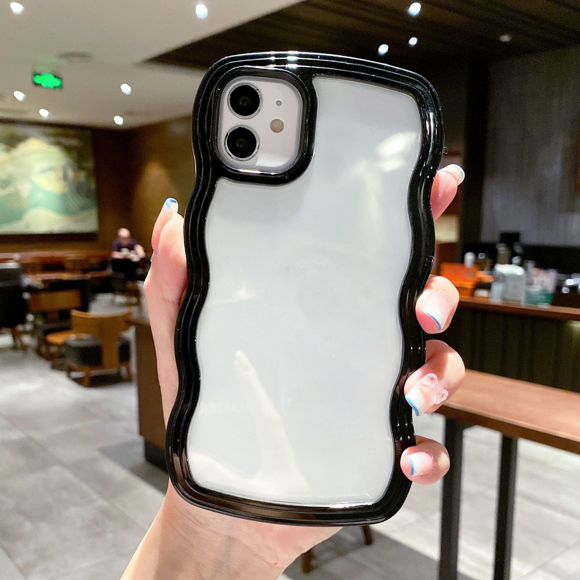 Wave Border Solid Color Phone Case Cover