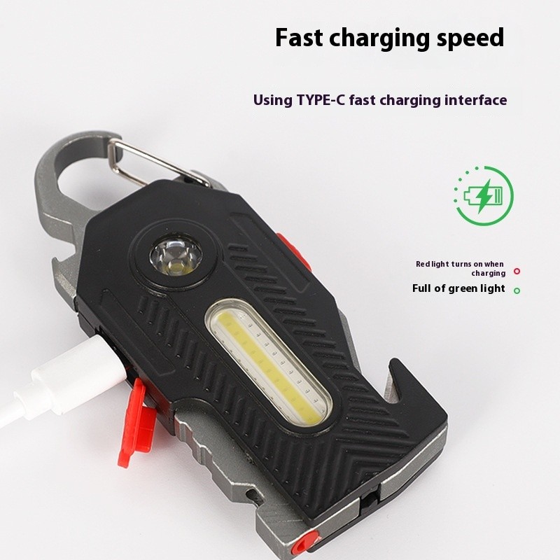 Multifunctional Charging Emergency Light Convenient Keychain Work Light COB High Brightness Maintenance Light Outdoor Camping LED Light