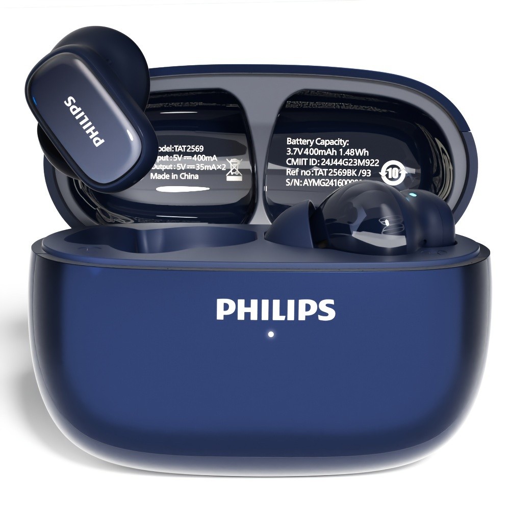 Philips BT5.4 In-Ear Earphones with Wireless Charging Case – 24-Hour Playtime, Game Modes, Built-in Mic, Touch Control