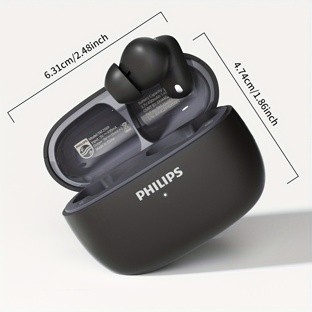 Philips BT5.4 In-Ear Earphones with Wireless Charging Case – 24-Hour Playtime, Game Modes, Built-in Mic, Touch Control