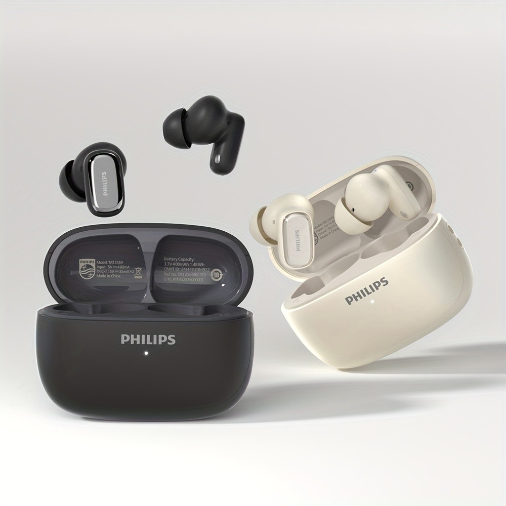 Philips BT5.4 In-Ear Earphones with Wireless Charging Case – 24-Hour Playtime, Game Modes, Built-in Mic, Touch Control