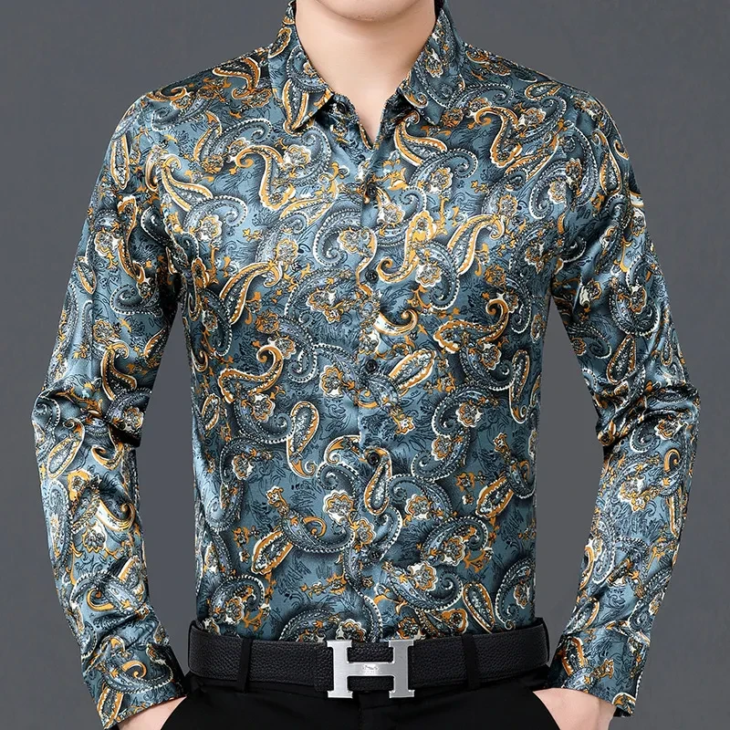 men's long sleeve paisley shirts