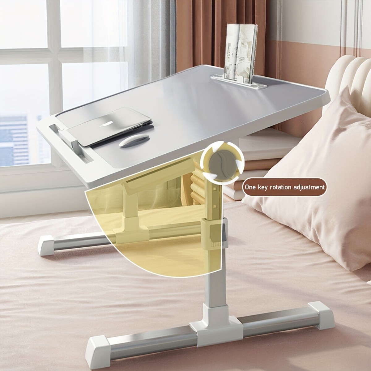 Adjustable Foldable Laptop Bed Table – 60x40cm, Aluminum Alloy, Dual-Level Height Adjustment
