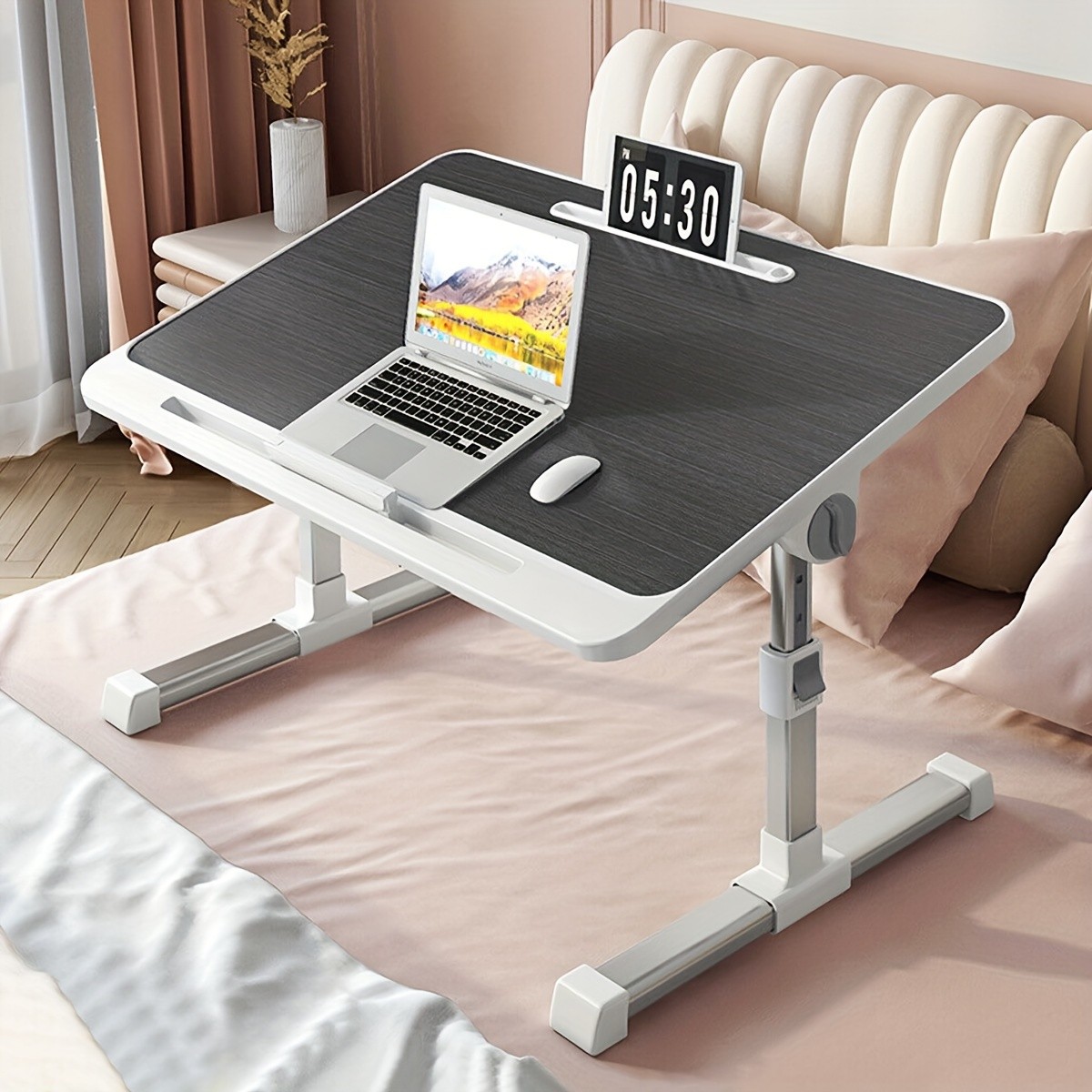 Adjustable Foldable Laptop Bed Table – 60x40cm, Aluminum Alloy, Dual-Level Height Adjustment
