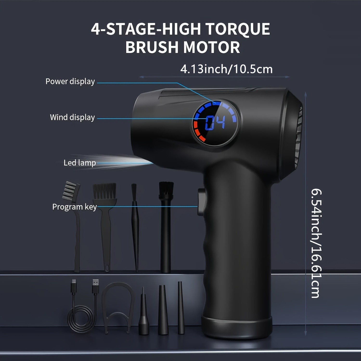 Cordless Electric Air Duster – 51000 RPM High-Power Blower, Adjustable Speed, 6000mAh Fast Charging, LCD Display