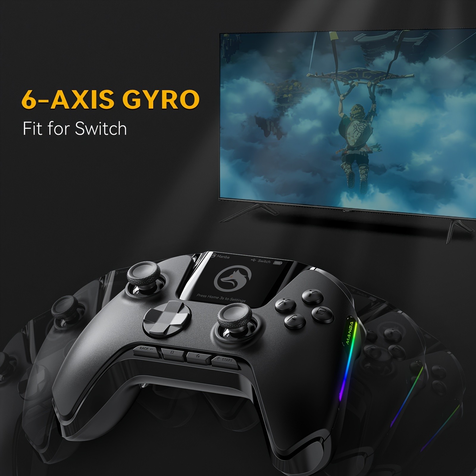 (No Drift) Interactive Screen Wireless Gaming Controller – iOS, Switch, PC, Android, Steam Deck Compatible