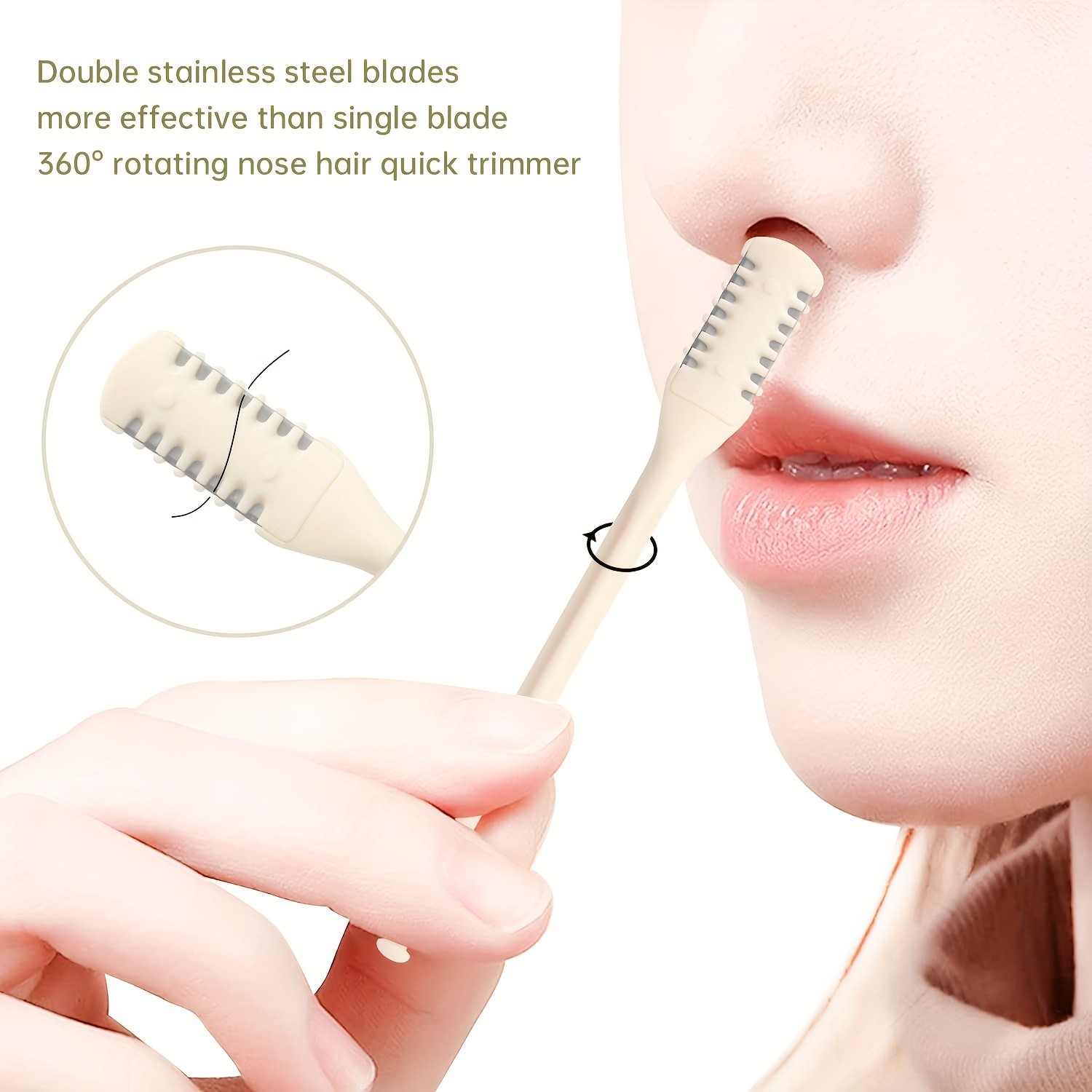8pcs Dual-Sided Nose Hair Trimmer – 2-in-1 Nose Hair Removal Tool with 360° Rotating Design