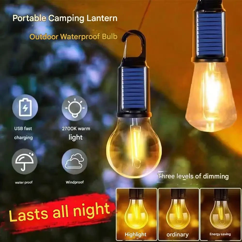 Solar Rechargeable Hooked Camping Light