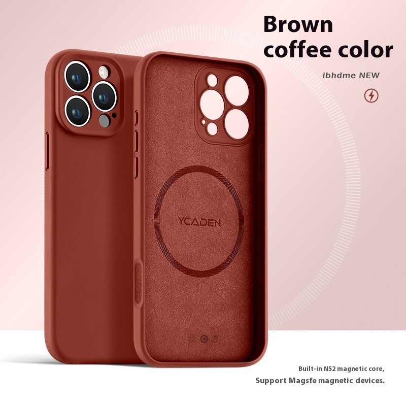 Phone Case Real Liquid Silicone Magnetic Ultra-thin Drop-resistant All-inclusive