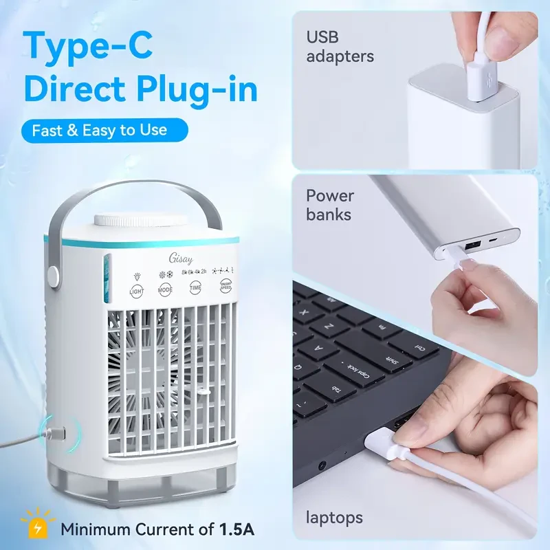 Compact USB-Powered Evaporative Cooler & Fan