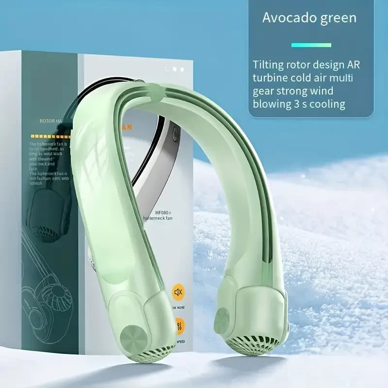 Bladeless Wearable Neck Fan with Rotatable Airflow