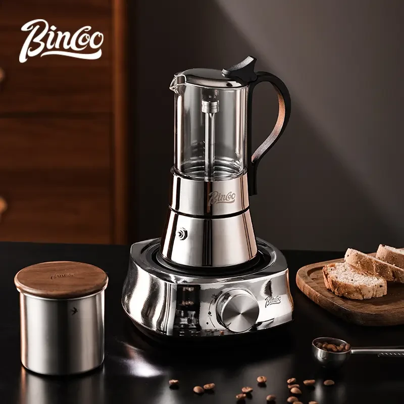 2pcs IN 1 Clear Glass Moka Pot – Stovetop Espresso Coffee Maker