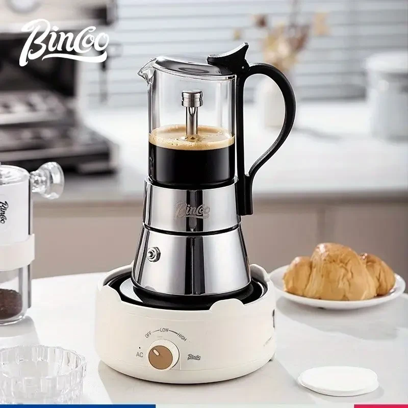 2pcs IN 1 Clear Glass Moka Pot – Stovetop Espresso Coffee Maker