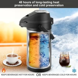 Leeseph 4L Stainless Steel Thermal Coffee Carafe with Pump & Lever