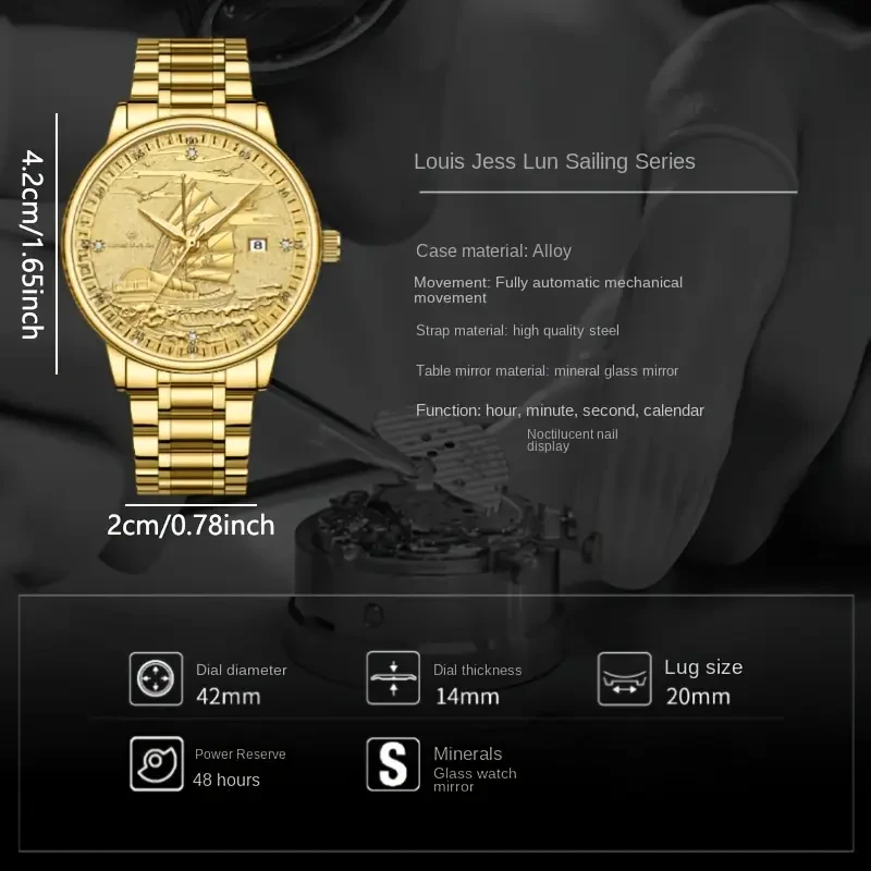Golden Automatic Luxury Men’s Mechanical Watch