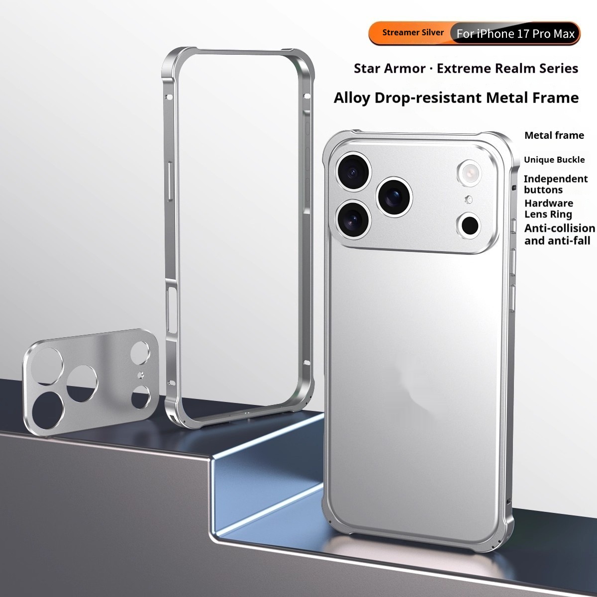 Mobile Phone Case With Seahorse Buckle And Four Corner Anti Drop Metal Frame