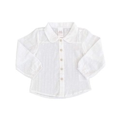 Camisa ligera de manga larga blanca bordada