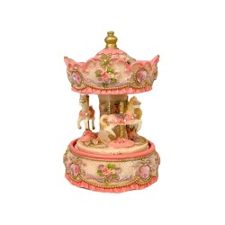 Carrusel musical de caballos | Rosa brillante