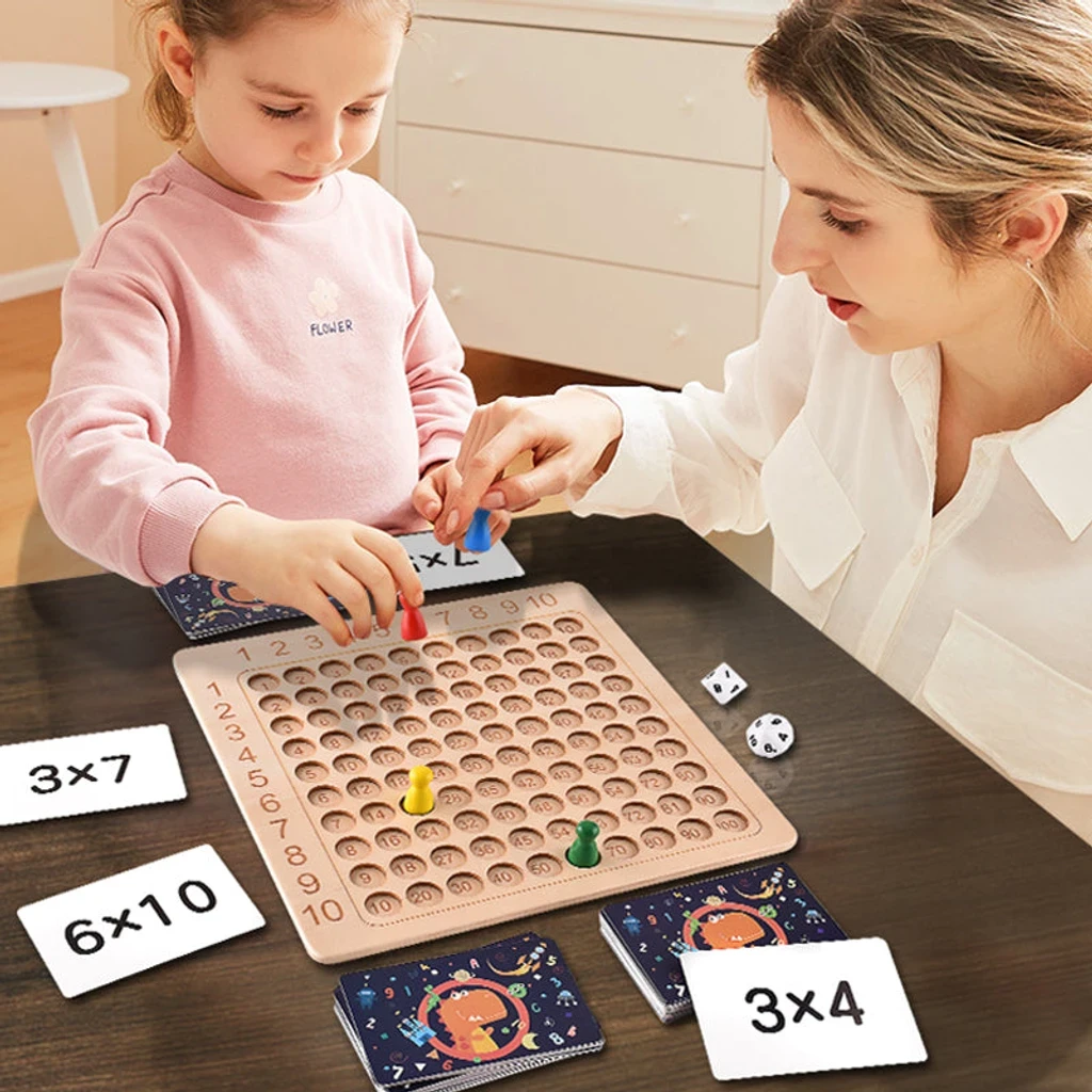 Juego de mesa de madera de multiplicación, juguete educativo de aprendizaje para niños.